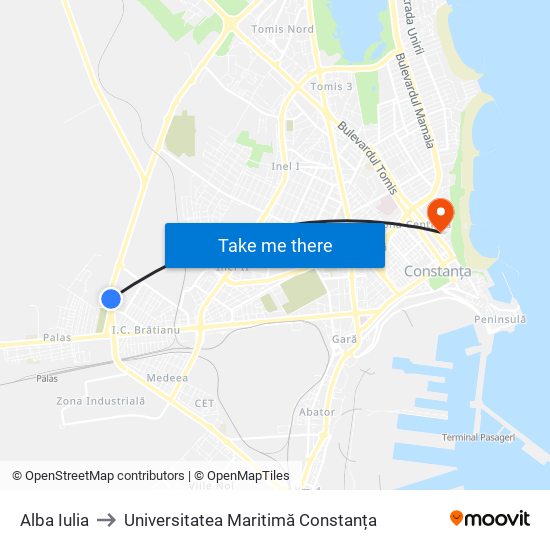 Alba Iulia to Universitatea Maritimă Constanța map