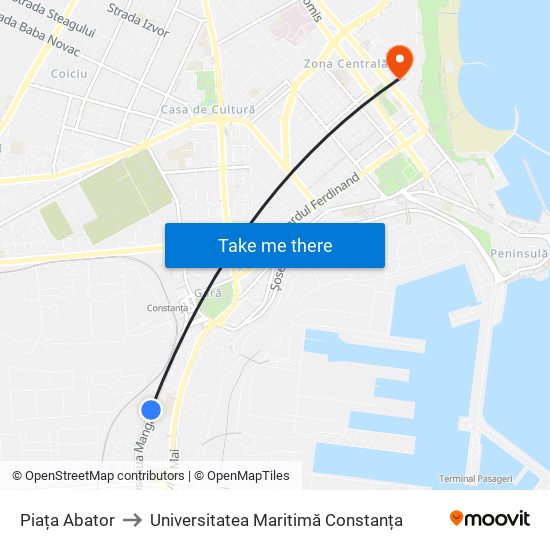 Piața Abator to Universitatea Maritimă Constanța map