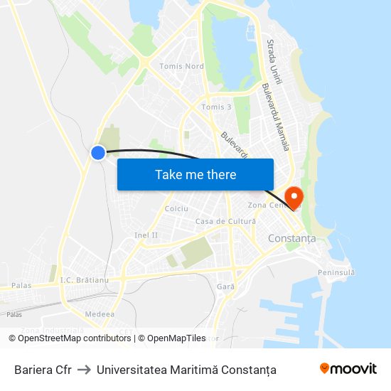 Bariera Cfr to Universitatea Maritimă Constanța map