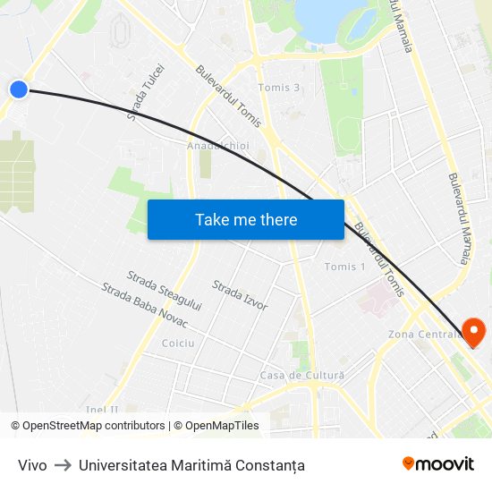 Vivo to Universitatea Maritimă Constanța map