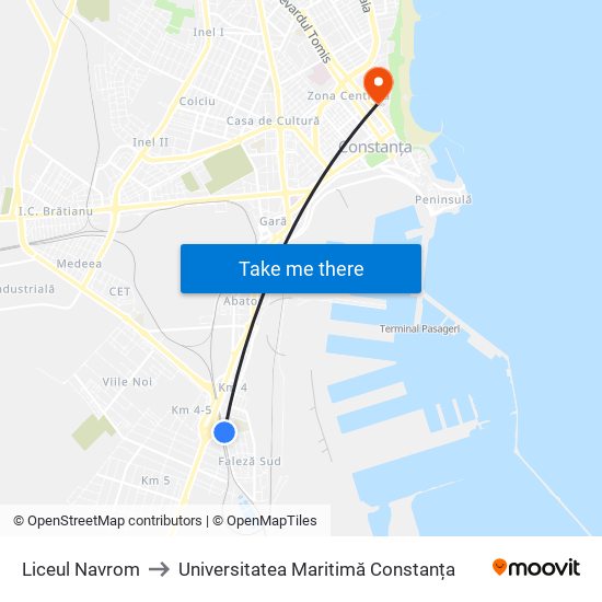 Liceul Navrom to Universitatea Maritimă Constanța map