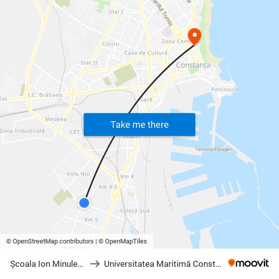 Școala Ion Minulescu to Universitatea Maritimă Constanța map
