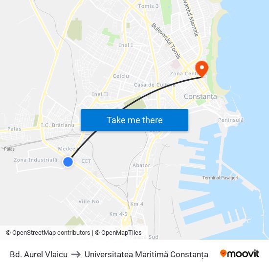 Bd. Aurel Vlaicu to Universitatea Maritimă Constanța map