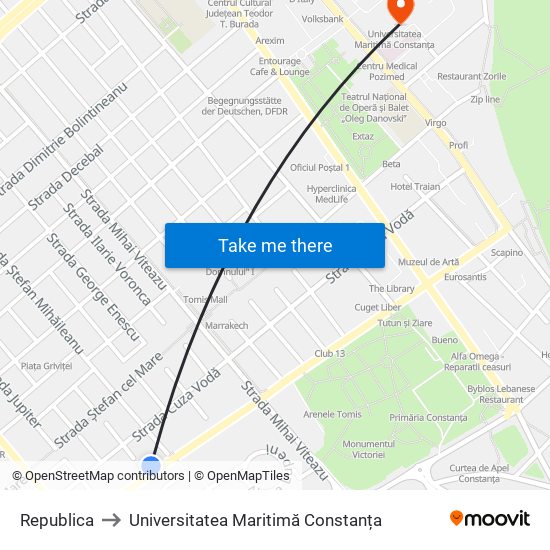 Republica to Universitatea Maritimă Constanța map