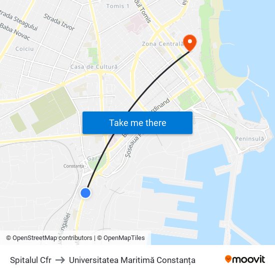 Spitalul Cfr to Universitatea Maritimă Constanța map