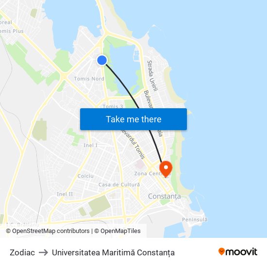 Zodiac to Universitatea Maritimă Constanța map