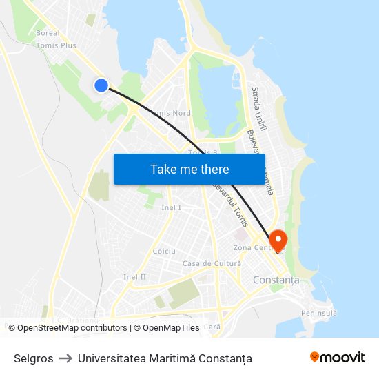 Selgros to Universitatea Maritimă Constanța map