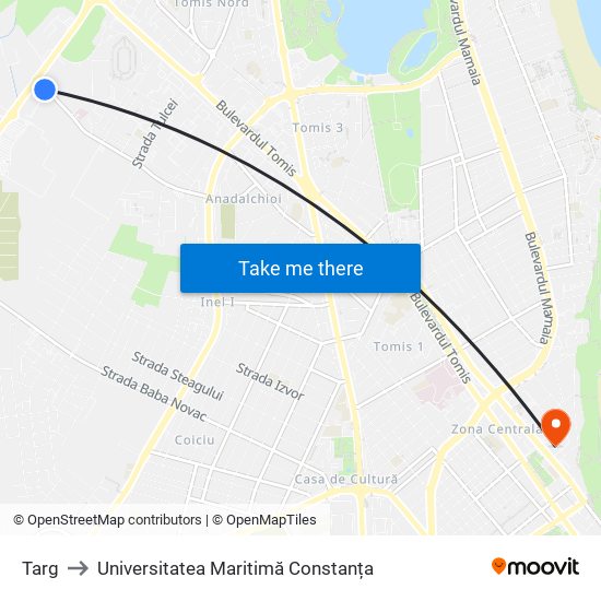 Targ to Universitatea Maritimă Constanța map