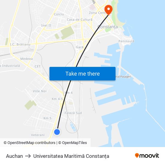 Auchan to Universitatea Maritimă Constanța map