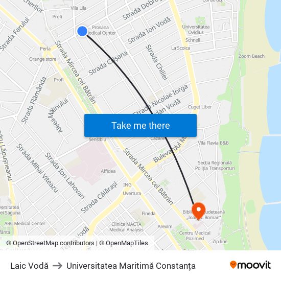 Laic Vodă to Universitatea Maritimă Constanța map