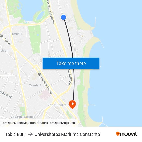 Tabla Buţii to Universitatea Maritimă Constanța map