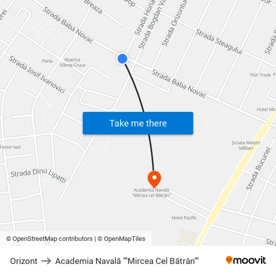 Horia Grigorescu to Academia Navală ""Mircea Cel Bătrân"" map
