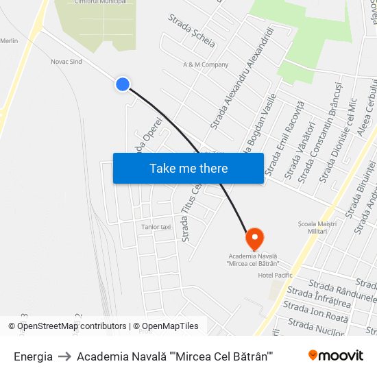 Energia to Academia Navală ""Mircea Cel Bătrân"" map