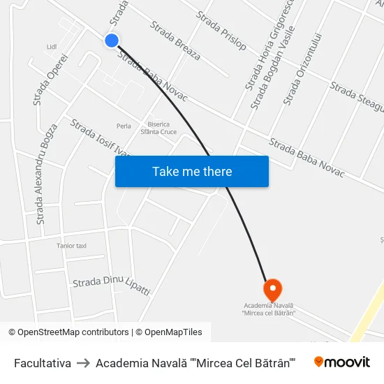 Tineretului to Academia Navală ""Mircea Cel Bătrân"" map