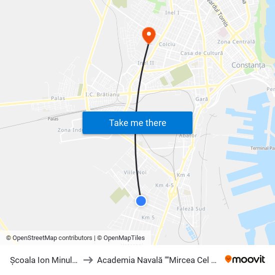 Școala Ion Minulescu to Academia Navală ""Mircea Cel Bătrân"" map