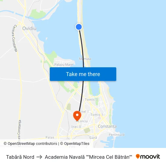 Tabără Nord to Academia Navală ""Mircea Cel Bătrân"" map