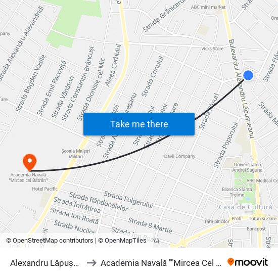 Alexandru Lăpușneanu to Academia Navală ""Mircea Cel Bătrân"" map