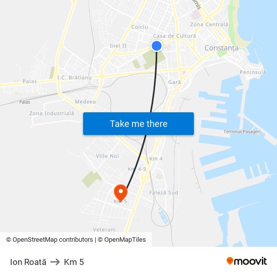 Ion Roată to Km 5 map