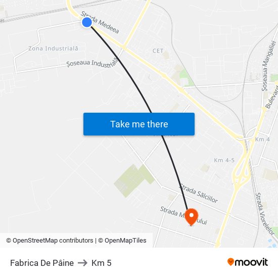 Fabrica De Pâine to Km 5 map