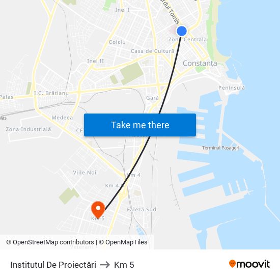 Institutul De Proiectări to Km 5 map