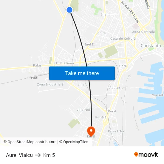 Aurel Vlaicu to Km 5 map