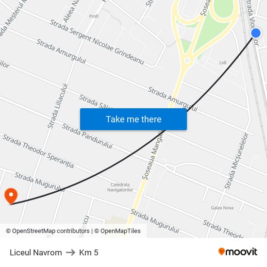 Liceul Navrom to Km 5 map