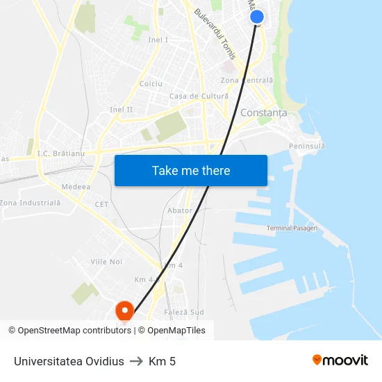 Universitatea Ovidius to Km 5 map