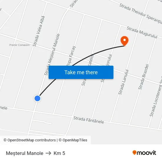 Meșterul Manole to Km 5 map