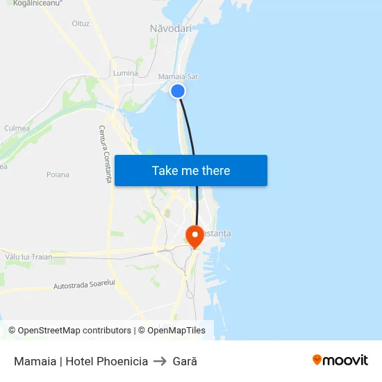 Mamaia | Hotel Phoenicia to Gară map