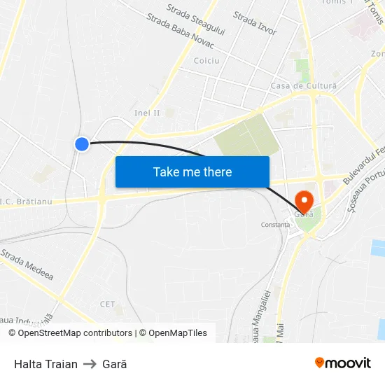 Halta Traian to Gară map