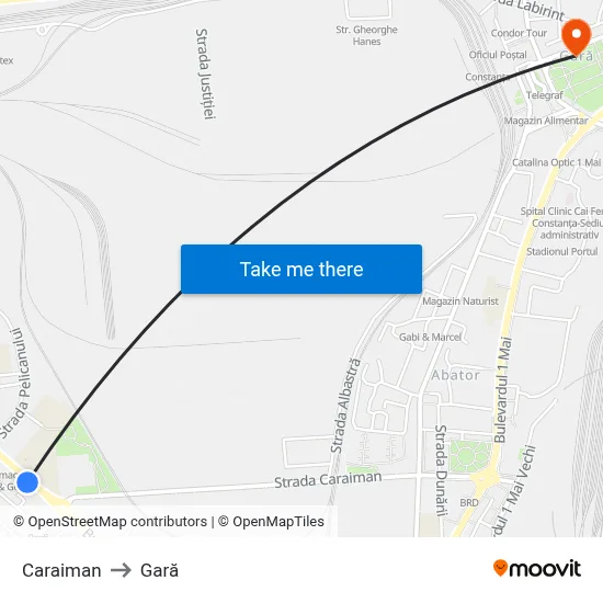 Caraiman to Gară map