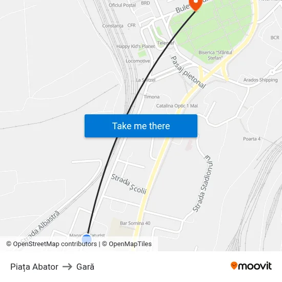 Piața Abator to Gară map