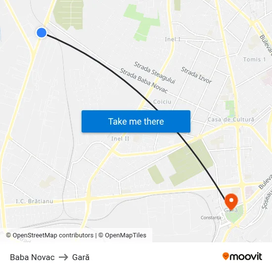 Baba Novac to Gară map