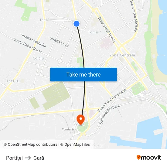 Portiței to Gară map