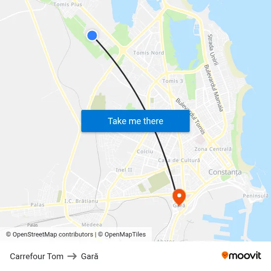 Carrefour Tom to Gară map