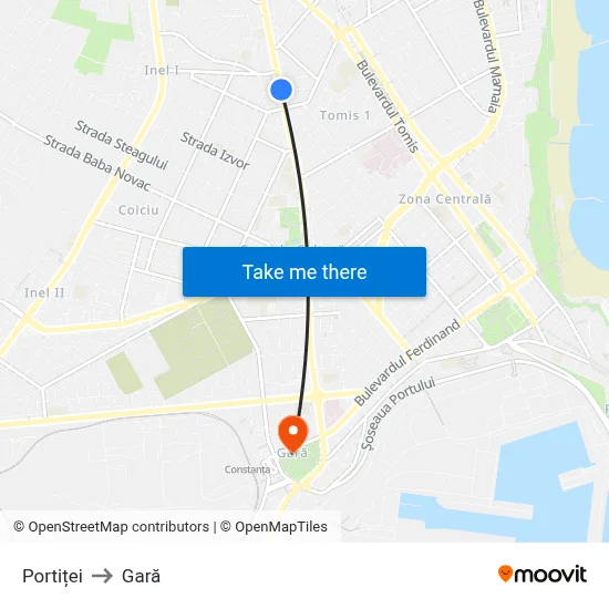 Portiței to Gară map