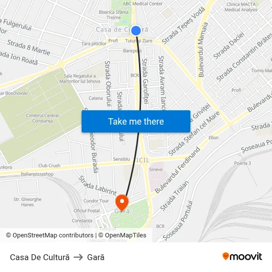Casa De Cultură to Gară map