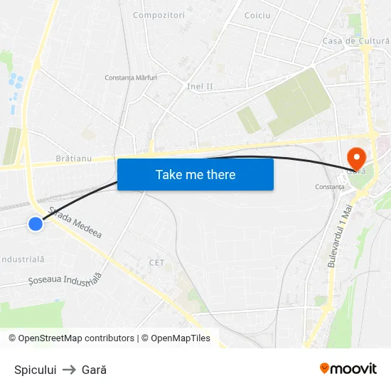 Spicului to Gară map