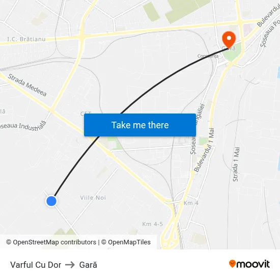 Varful Cu Dor to Gară map