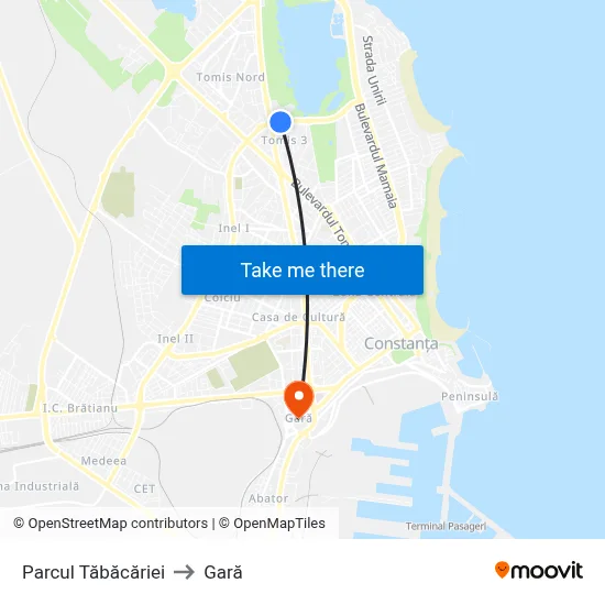 Parcul Tăbăcăriei to Gară map