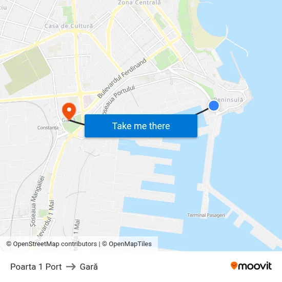 Poarta 1 Port to Gară map