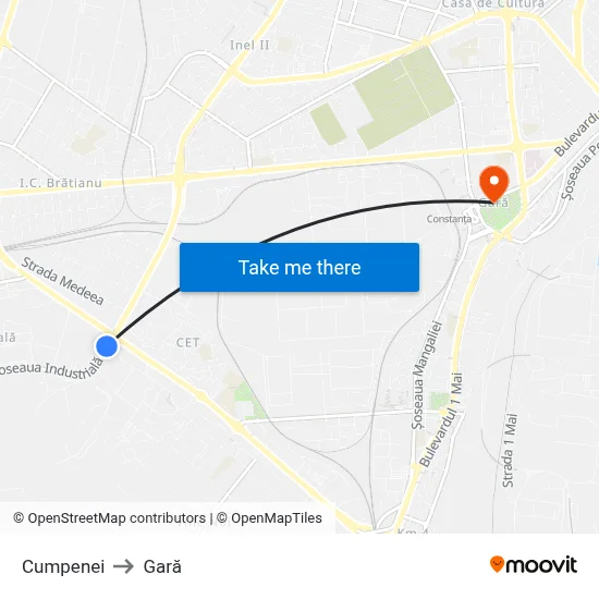 Cumpenei to Gară map