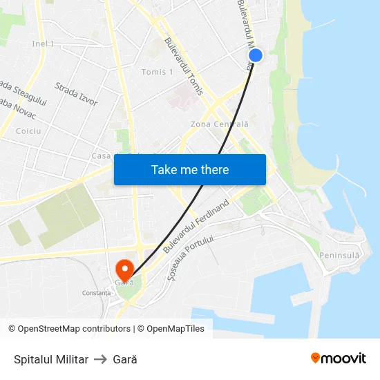 Spitalul Militar to Gară map