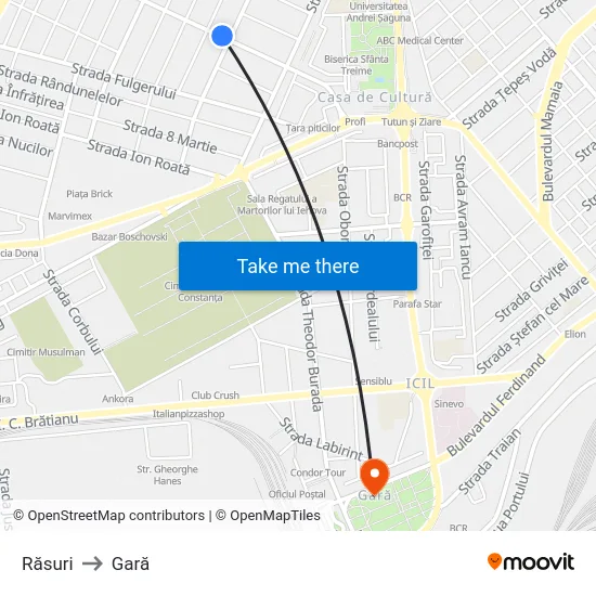 Răsuri to Gară map