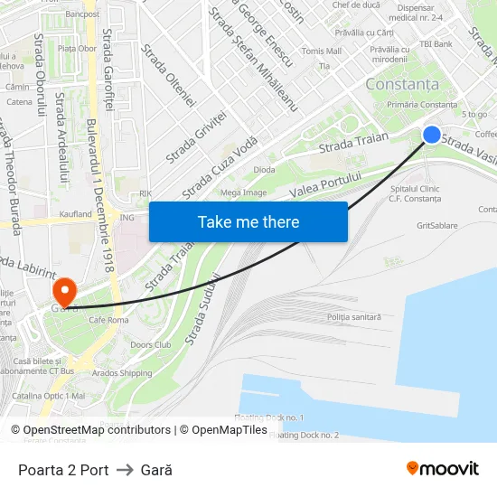 Poarta 2 Port to Gară map