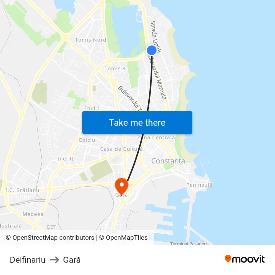 Delfinariu to Gară map