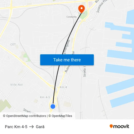 Parc Km 4-5 to Gară map