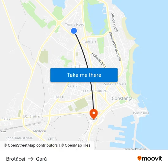 Brotăcei to Gară map