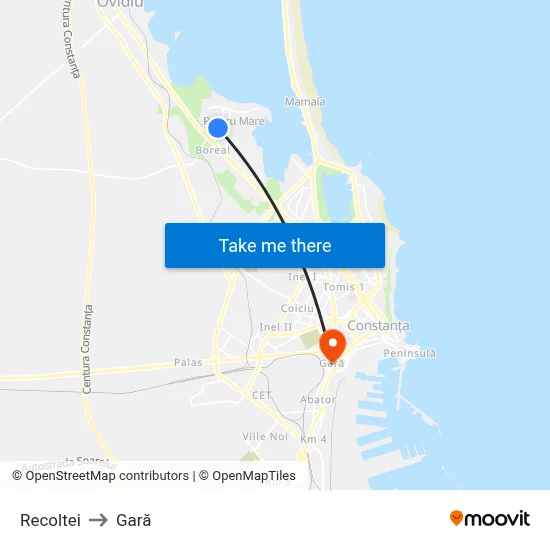 Recoltei to Gară map