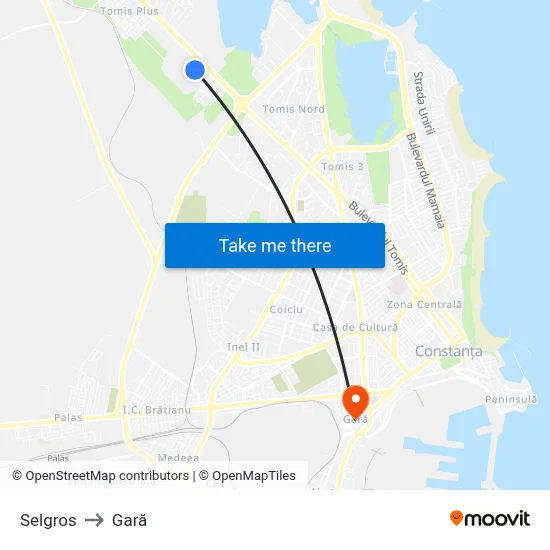 Selgros to Gară map